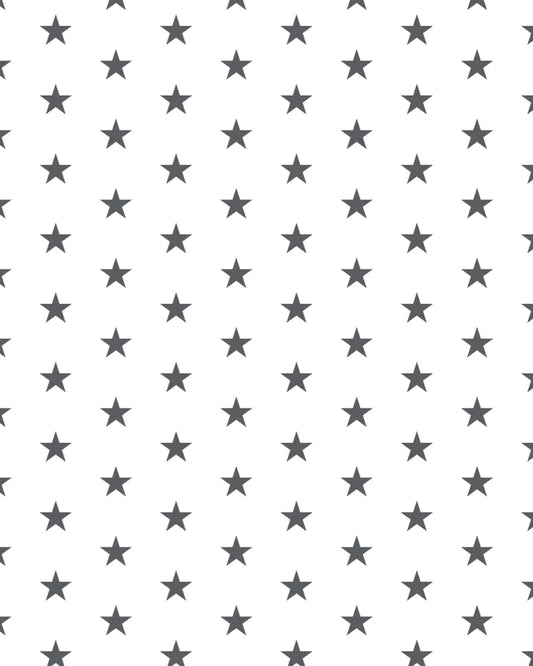 White Gift Wrap with Grey Stars