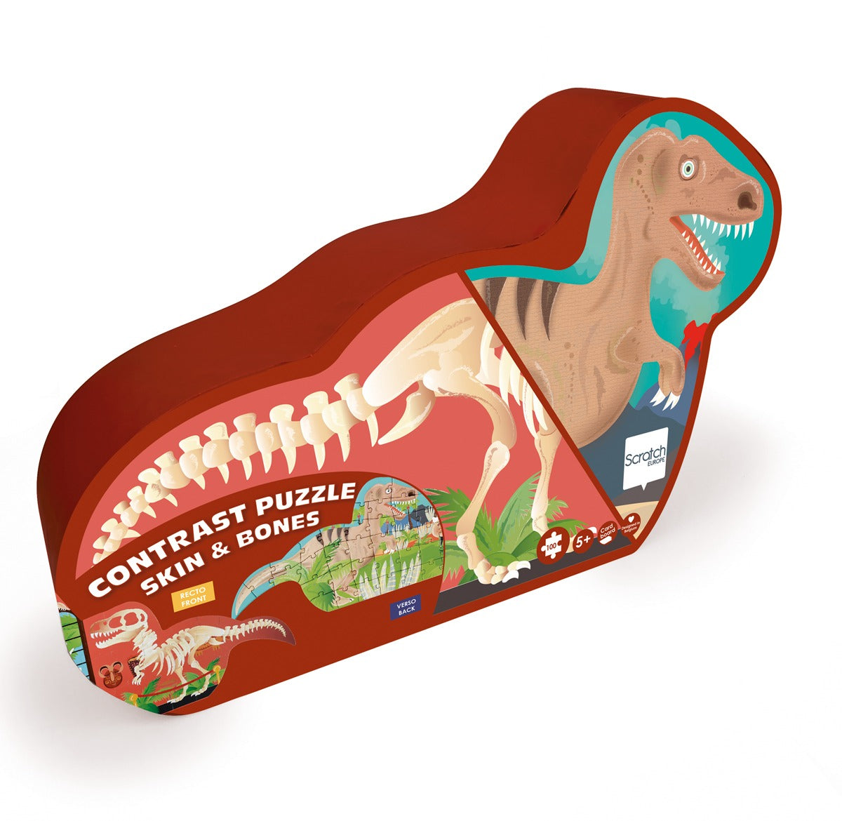 Double Sided Contrast Dino Puzzle