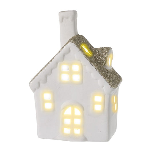 White Light Up House With Glitter Roof