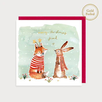 Fox and Bunny Merry Christmas Friend Christmas Card