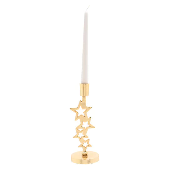 Celestial Gold Metal Star Candle Holder