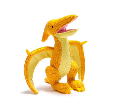 Pterodactyl Knitted Dinosaur Soft Toy in Yellow