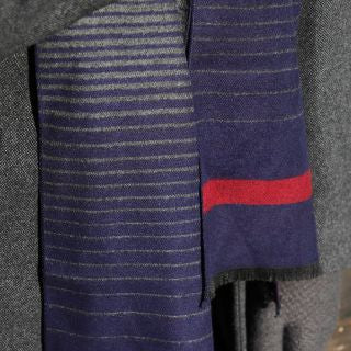 Men’s Red and Charcoal Line Check Scarf