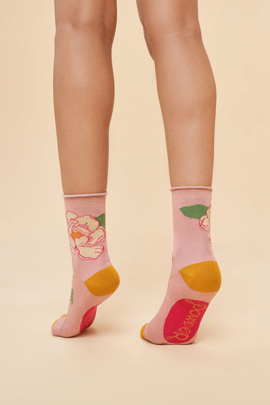 Tropical Flora Ankle Sock - Petal