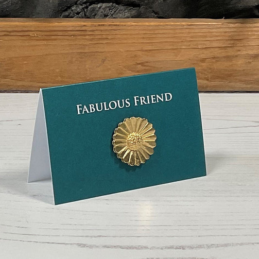 Fabulous Friend Pewter Daisy Charm Card