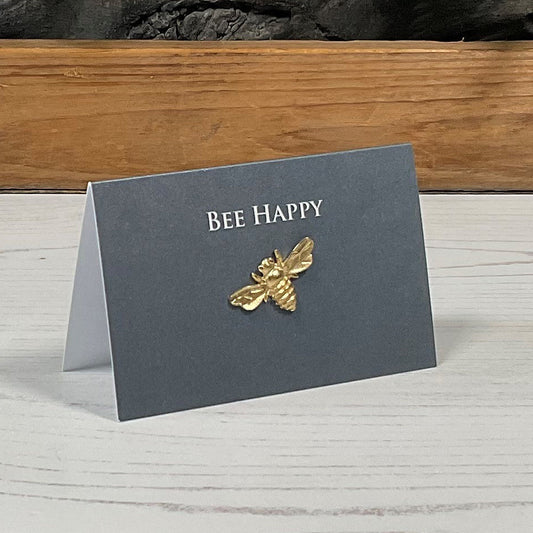 Bee Happy Pewter Bee Charm Card