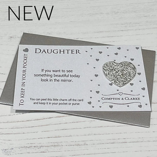 Daughter Pewter Heart Charm Card