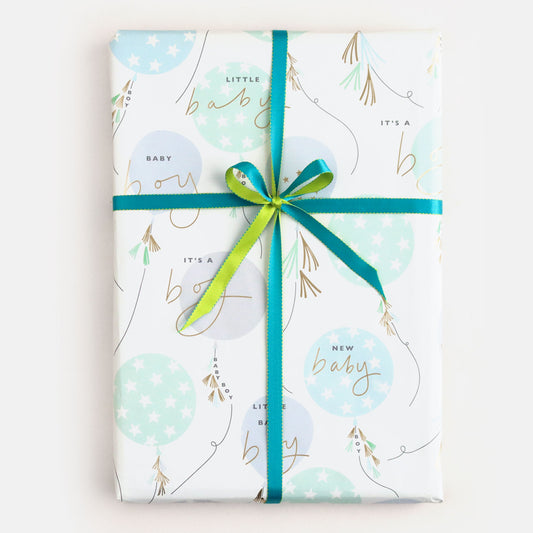 Baby Boy Balloons Gift Wrap