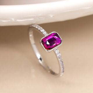 White Gold Plated Crystal Set Ring