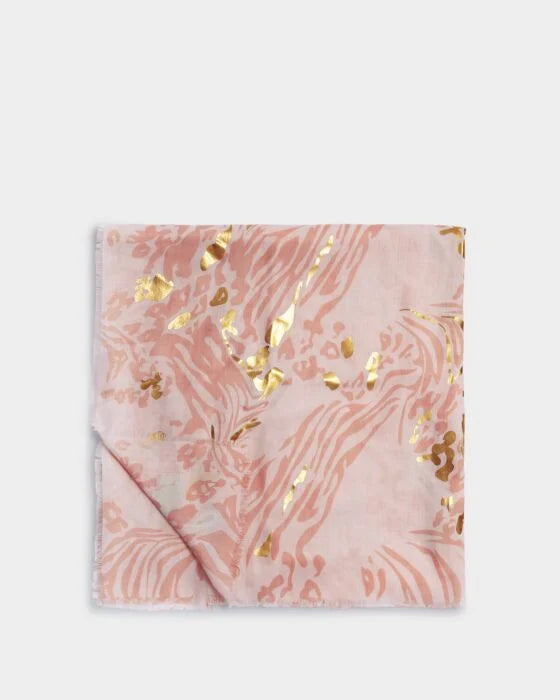 Katie Loxton Animal Print Scarf Pink & Gold