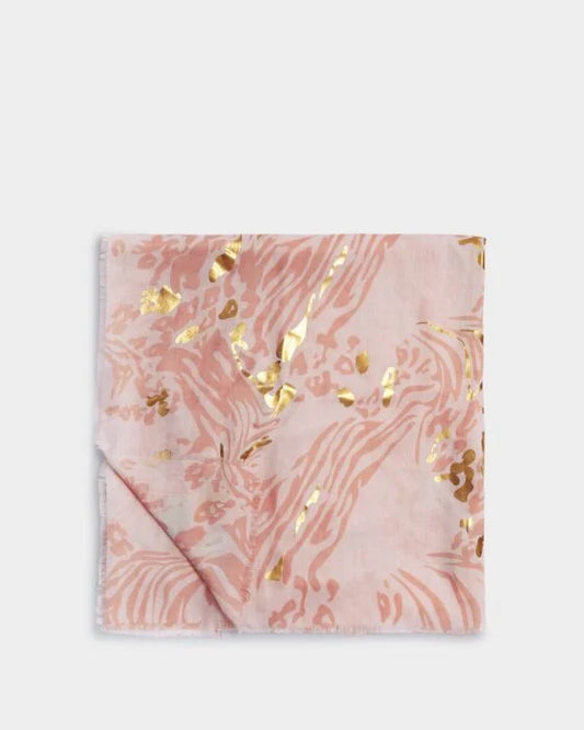 Katie Loxton Animal Print Scarf Pink & Gold