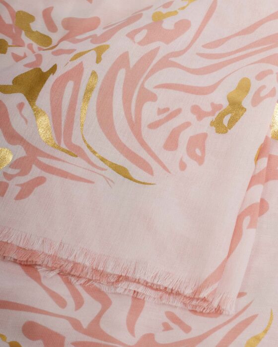 Katie Loxton Animal Print Scarf Pink & Gold