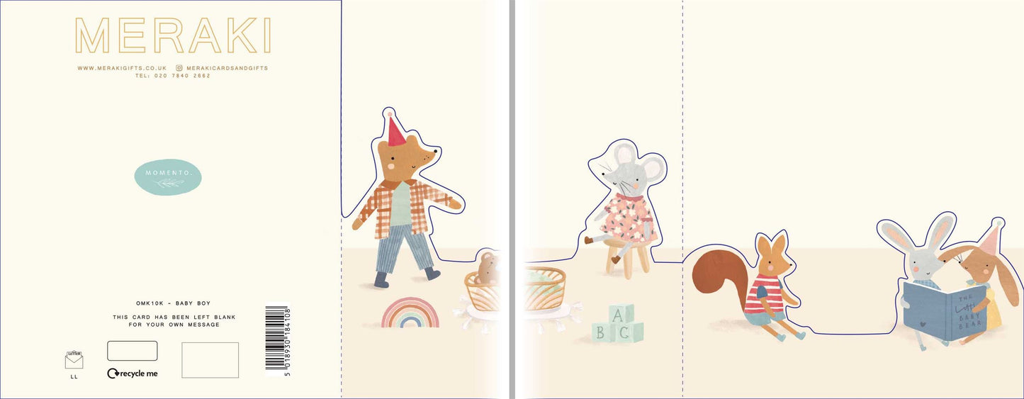 Fold Out Baby Boy Greetings Card