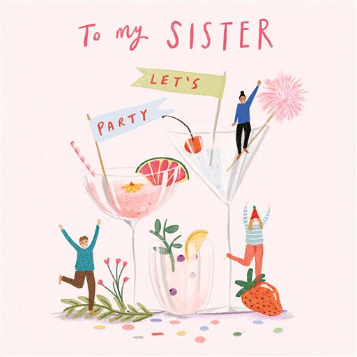 Sister Cocktail Party Greetings Card