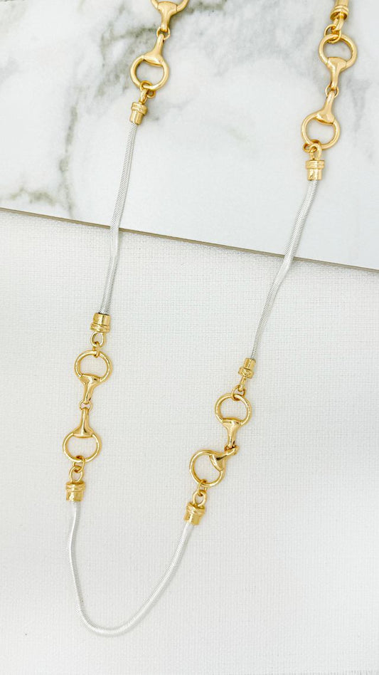 Envy Link Long Necklace Gold & Silver