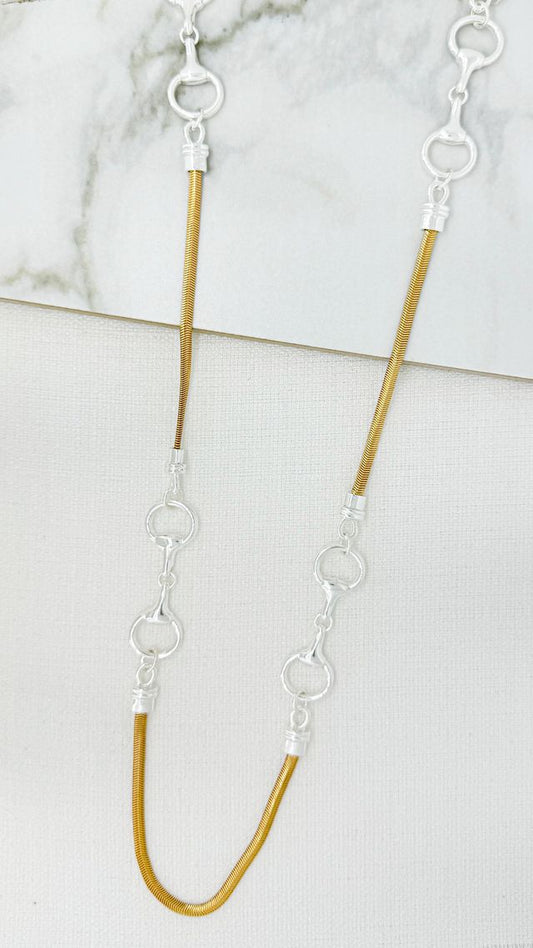 Envy Link Long Necklace Gold & Silver