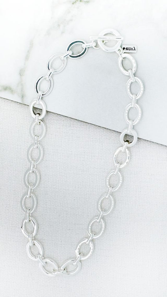 Envy Textured Link Necklace Silver