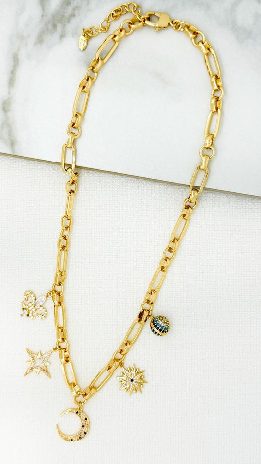 Envy Statement Charm Necklace Gold