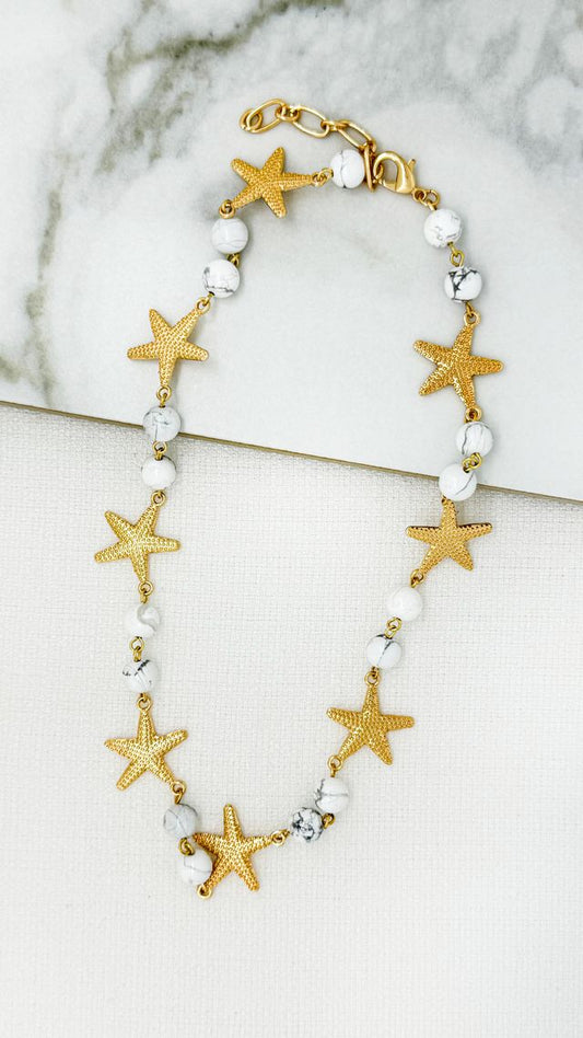 Envy Pearl & Starfish Necklace Gold