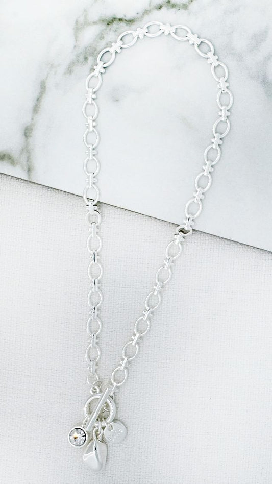 Envy Charm Link Necklace Silver