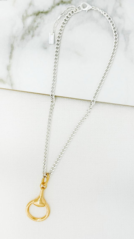 Envy Silver Necklace With Gold Stirrup