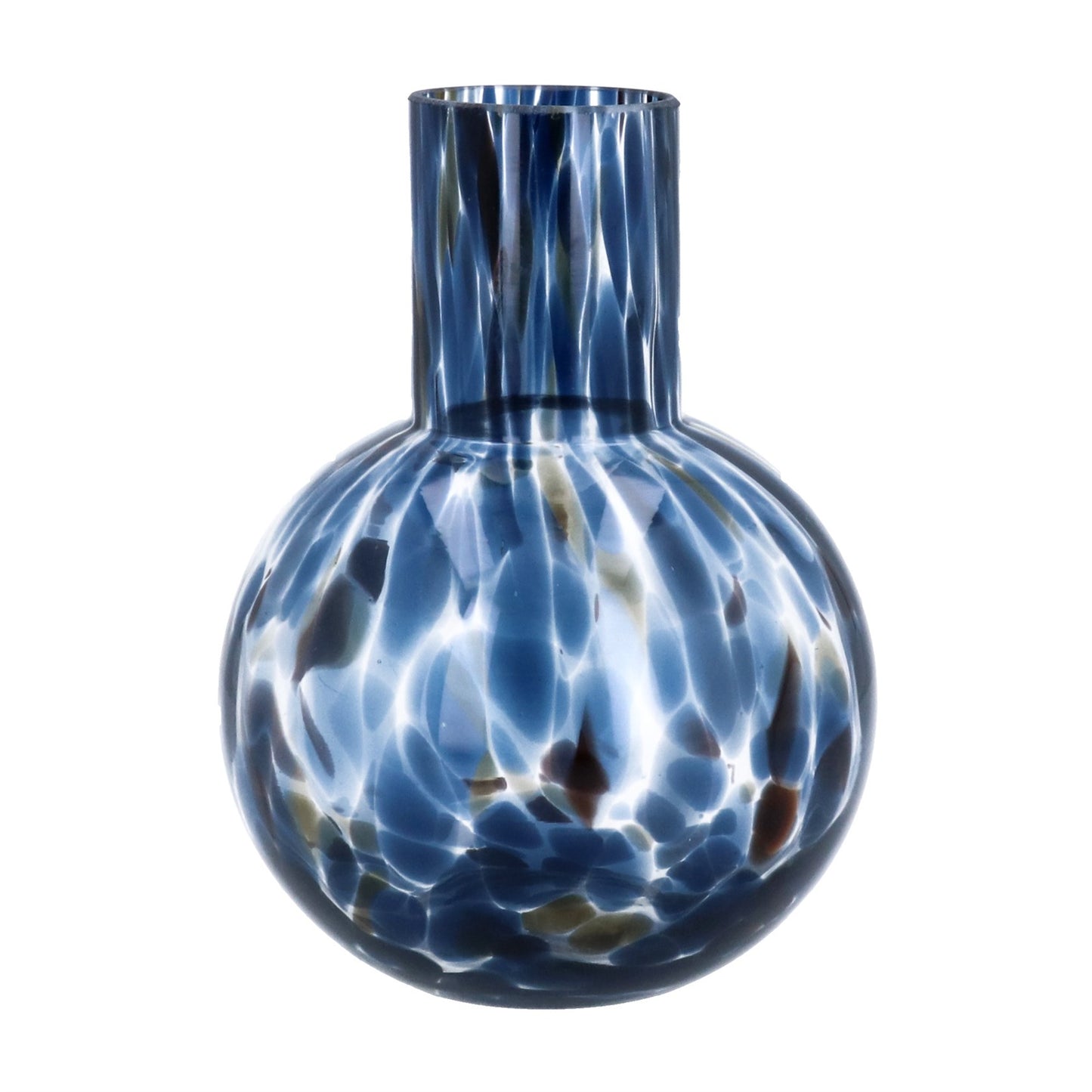 Blue Tortoiseshell Glass Ball Vase