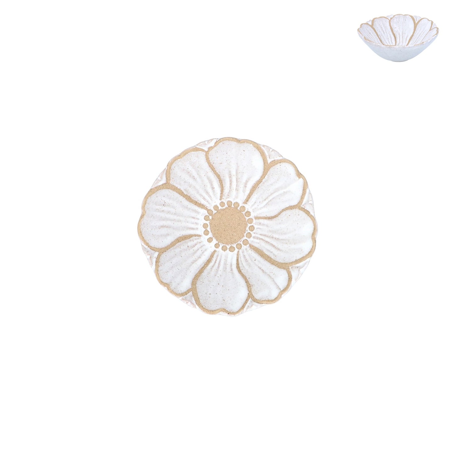 Mini White Flower Stoneware Bowl