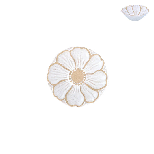 Mini White Flower Stoneware Bowl