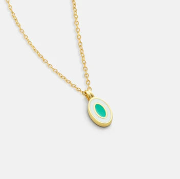 Oval Enamel Necklace Gold