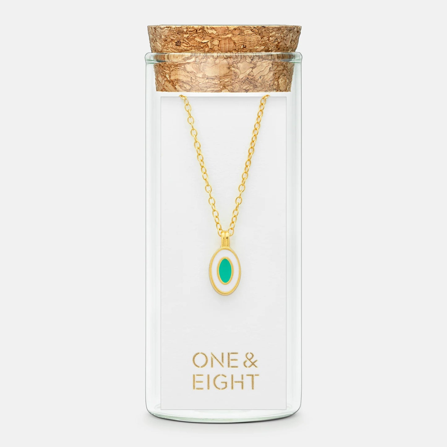 Oval Enamel Necklace Gold