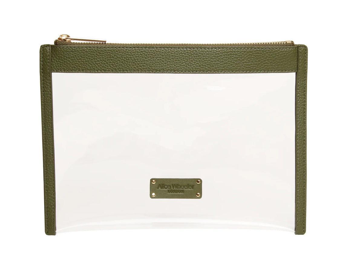 Alice Wheeler Clear Beauty Cosmetic Pouch Olive