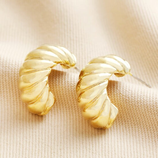 Chunky Twisted Rope Half Hoop Earrings Gold