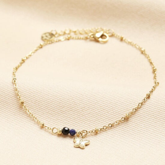 Butterfly Charm Anklet in Gold
