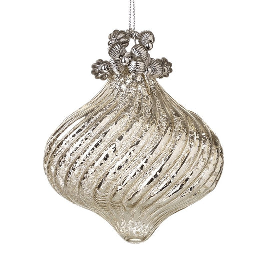Mottled Finish Swirl Silver Christmas Bauble