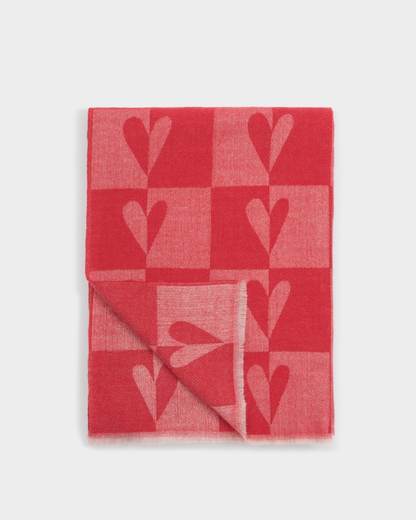 Katie Loxton Heart Print Blanket Scarf in Pink & Red