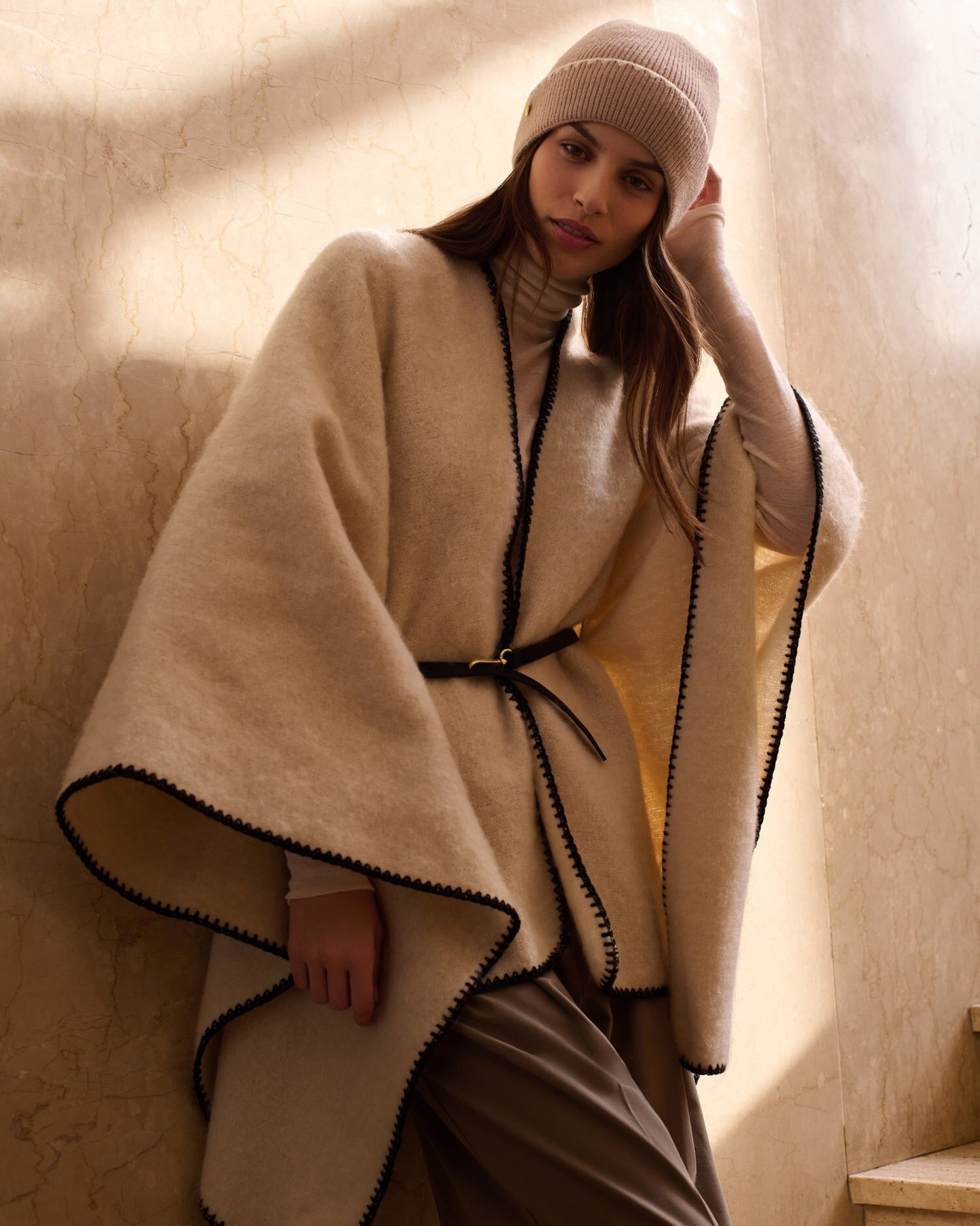 Katie Loxton Whipstitch Banket Cape in Cream