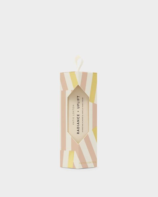 Katie Loxton Radiance Hand Cream in Almond & Vanilla in Pink Striped Box