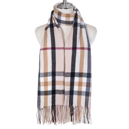 Plaid Scarf in Cream, Black & Brown