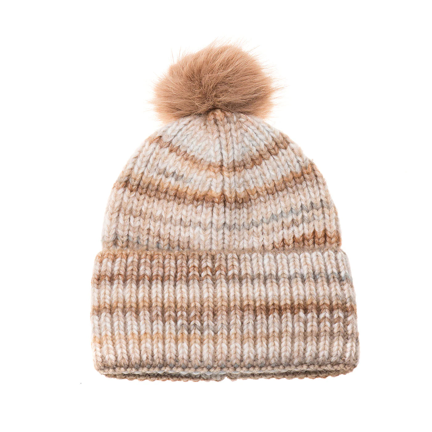 Cable Knit Pom Hat In Mocha