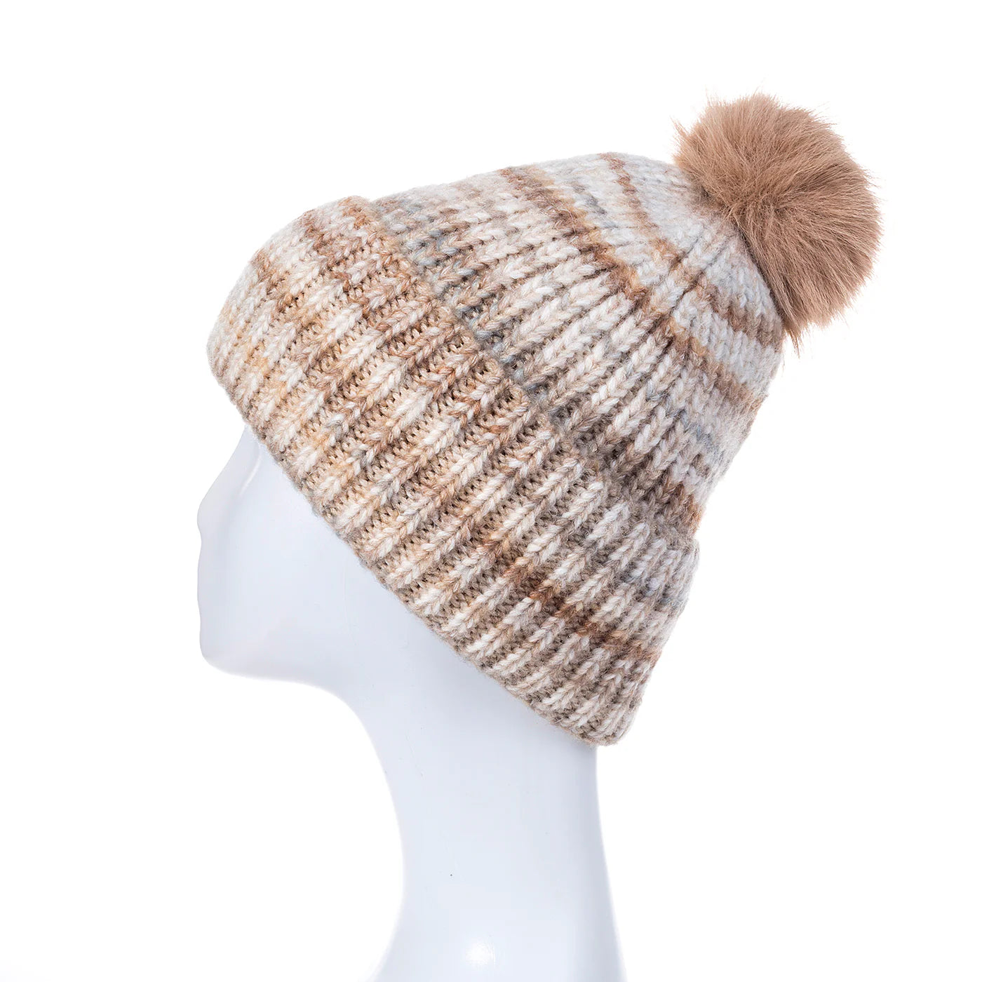 Cable Knit Pom Hat In Mocha