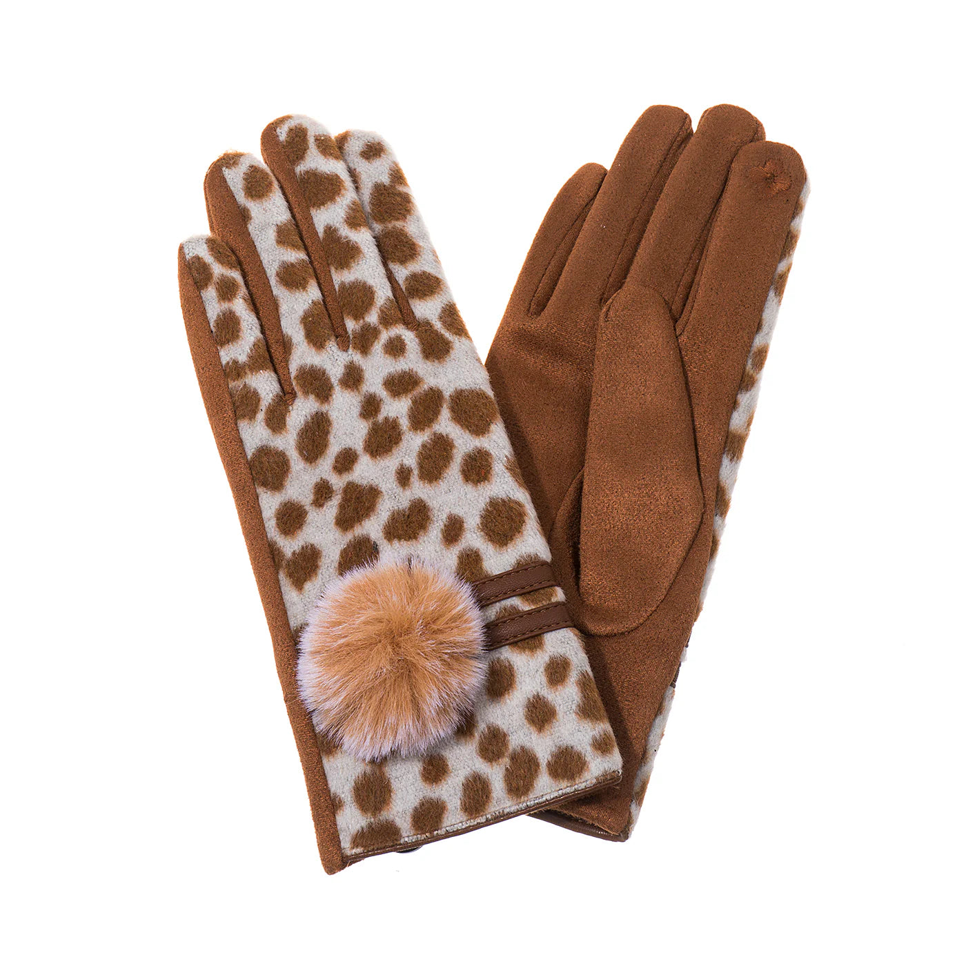 Ladies Faux Suede Gloves in Burnt Spice