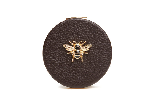 Alice Wheeler Bee Round Compact Mirror Chocolate