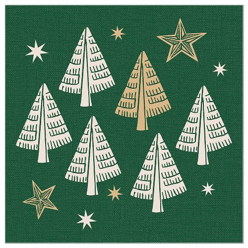 White & Gold Christmas Trees Paper Napkins