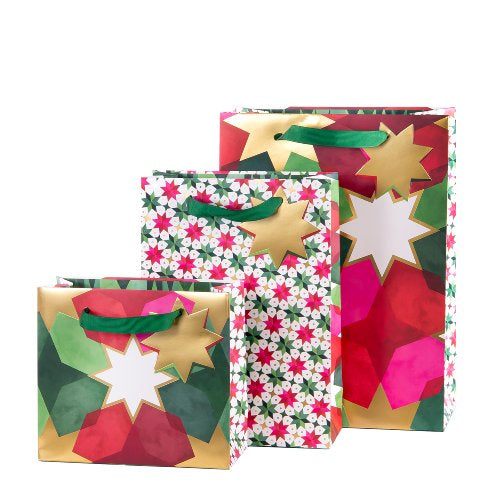 Festive Stars Gift Bags Mixed Sizes