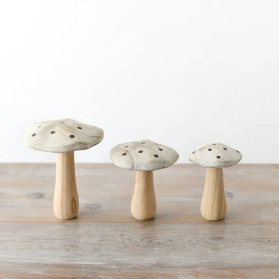 Wooden Mushroom With Gold Dots 15cm