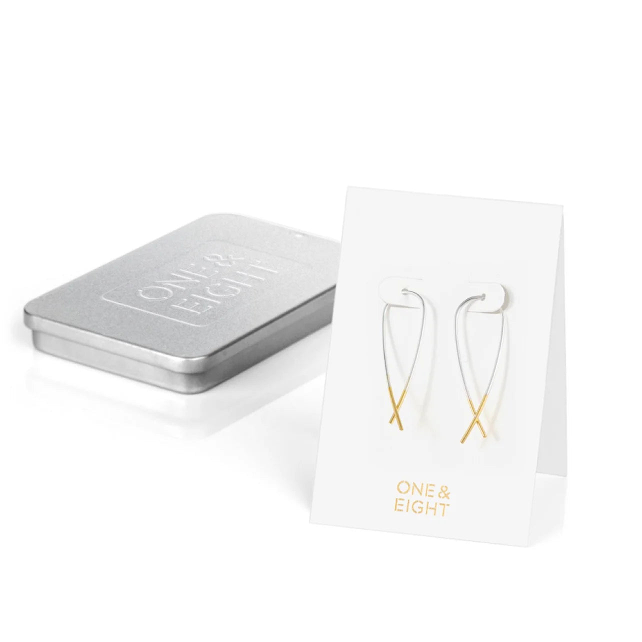 Dipped Crossover Earrings Silver & Gold