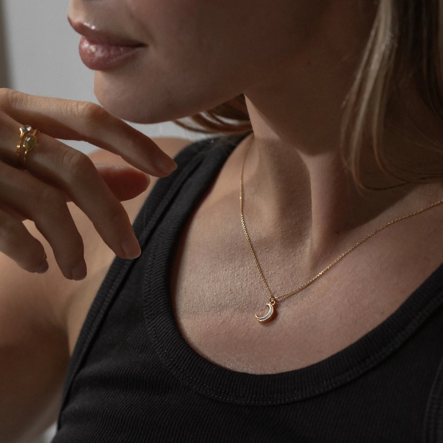 Slate Moon Necklace Gold