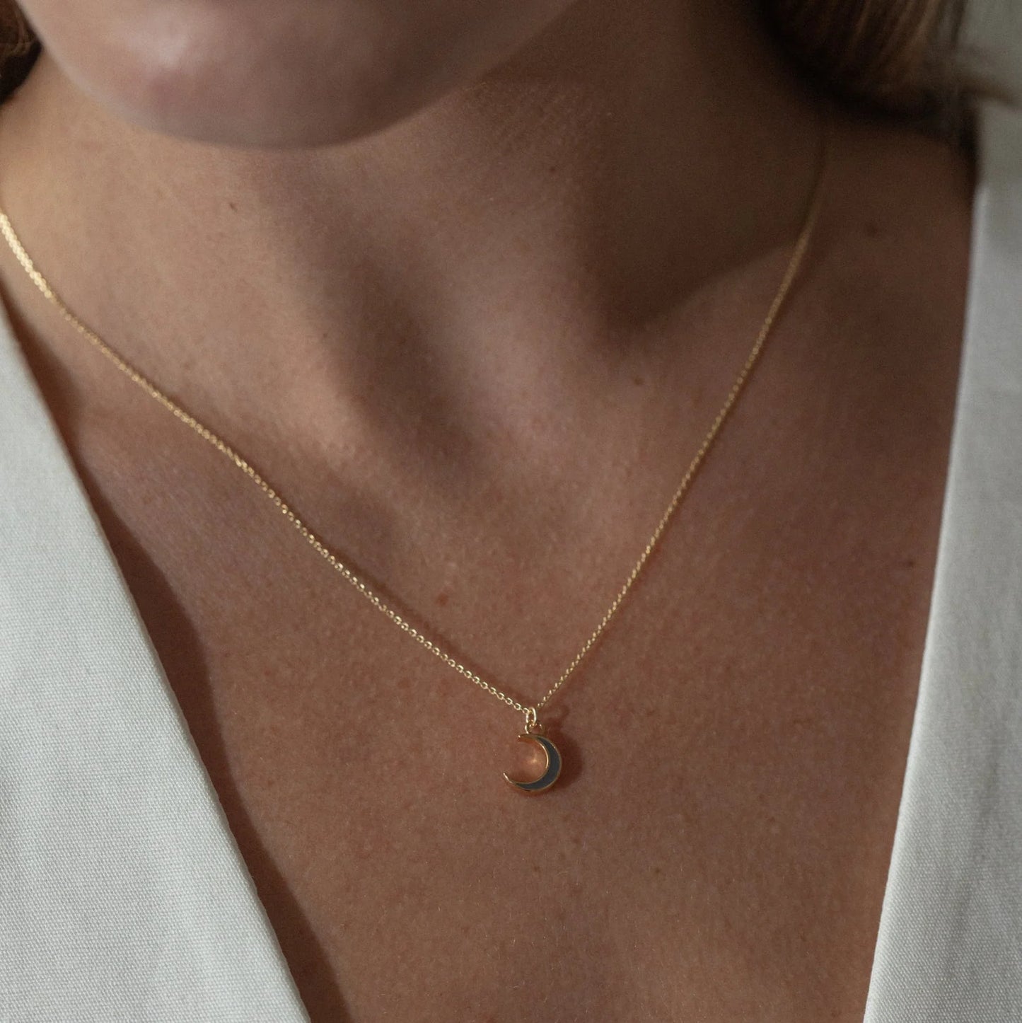 Slate Moon Necklace Gold