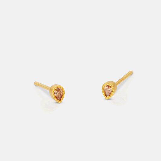 Champagne Pear Stud Earrings Gold