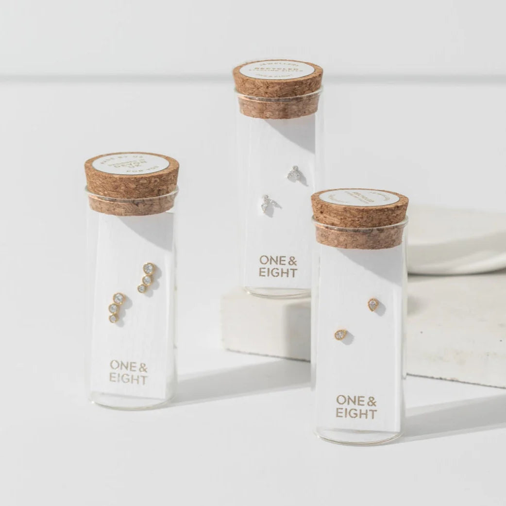 Champagne Pear Stud Earrings Gold